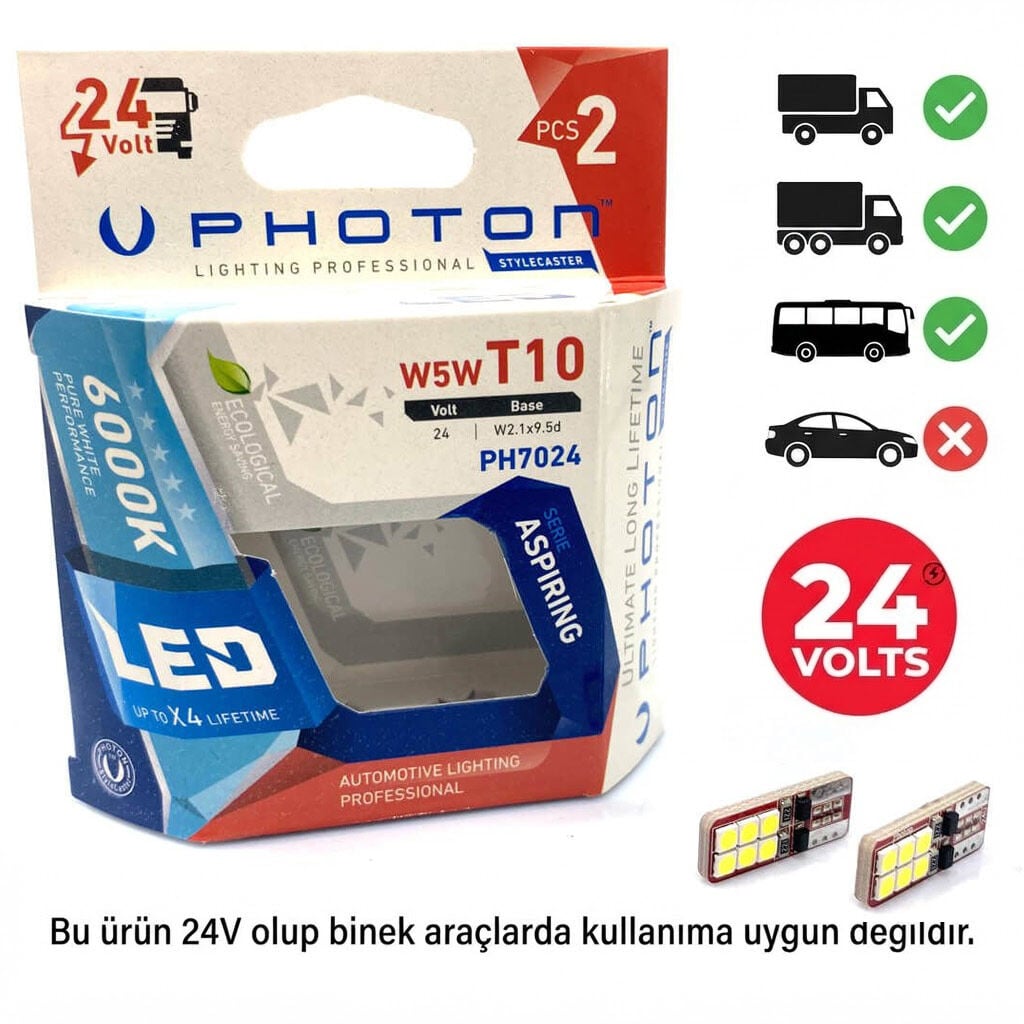 Photon T10 W5W 24V Beyaz Led